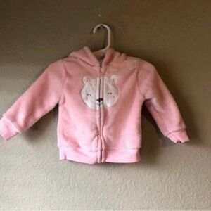 Child of Mine Jacket Pink Bear Zip Up Hoodie Jacket Baby Toddler Girls 12 Months